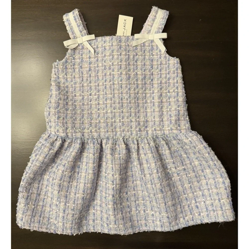 Janie and Jack Tweed Bow Strap Dress Size 2T NWT Drop Waist Boucle NEW